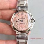 Swiss ETA Exact Replica Ballon Bleu de Cartier Watch 33mm Mid Size Pink Face